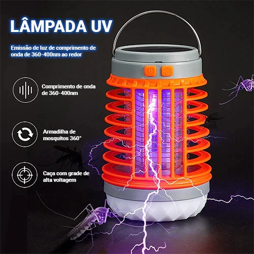 Lâmpada Solar Multifuncional Led contra Mosquitos (mata o mosquito da dengue) - Lâmpada Anti Pernilongo e Moscas